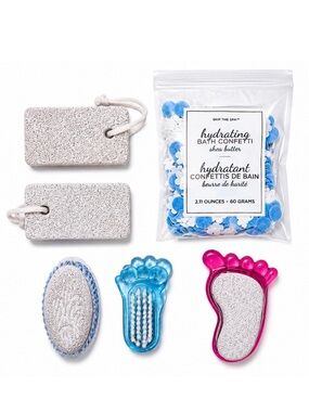 NEW - 6PC Spa Day Bundle: Dual-Sided Pumice Stones, Nail Brushes & Bath Confetti